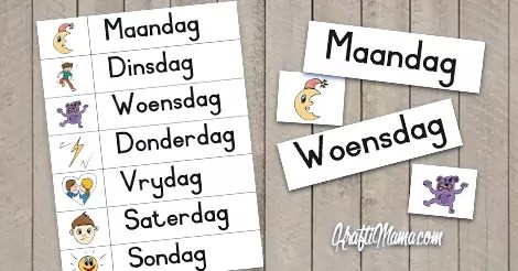 Leer Kleuters Speel-Speel die Dae van die Week 