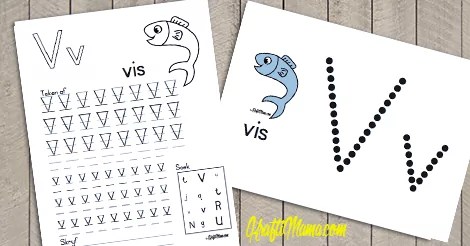 KraftiMama, Free Printables, Afrikaans Alfabet, V vir Vis