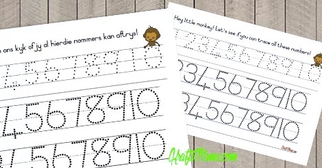 KraftiMama Free Printables, Number Tracing