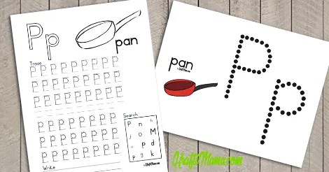 KraftiMama Free Printables, Alphabet, P for Pan