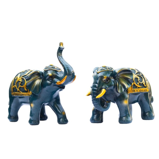 Two Big Size Elephant Showpieces, Blue, 8x4x8.5 inch