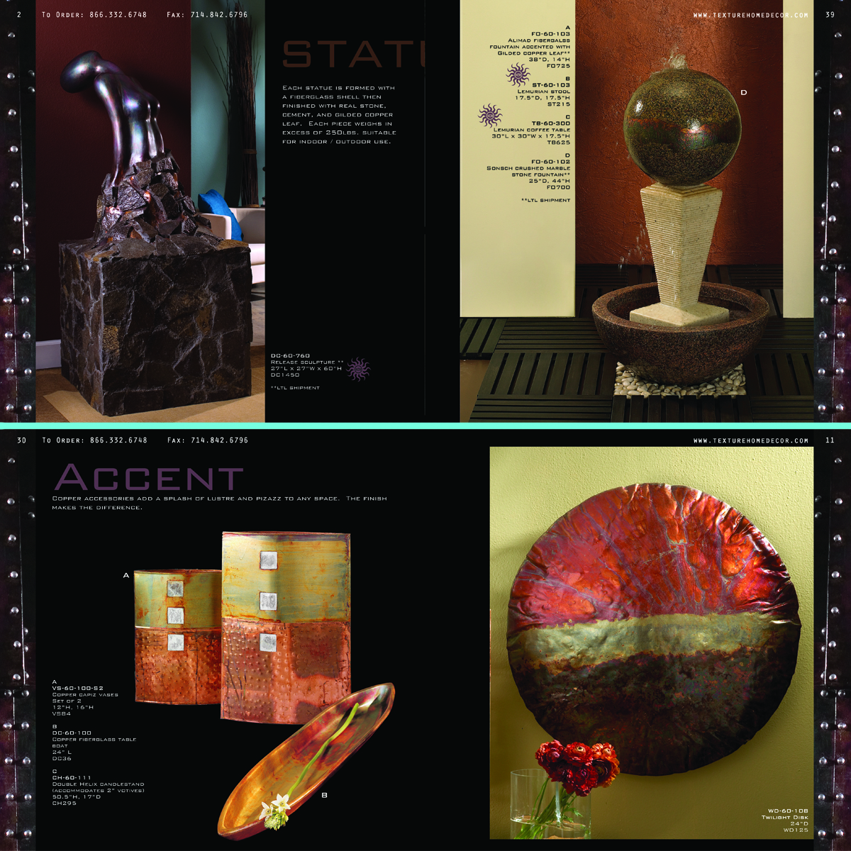 Catalog layout design. Company: Texture Home Decor