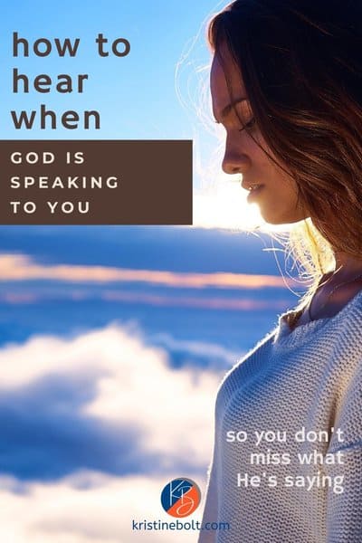 Pinterest image of pensive woman with sky backdrop hoping for signs God is speaking to her