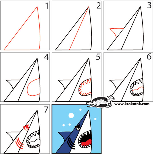 krokotak how to draw a shark in 7 easy steps on how to draw a shark step by step