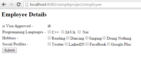 Spring MVC Tutorial | Spring MVC Checkbox Tag with Example