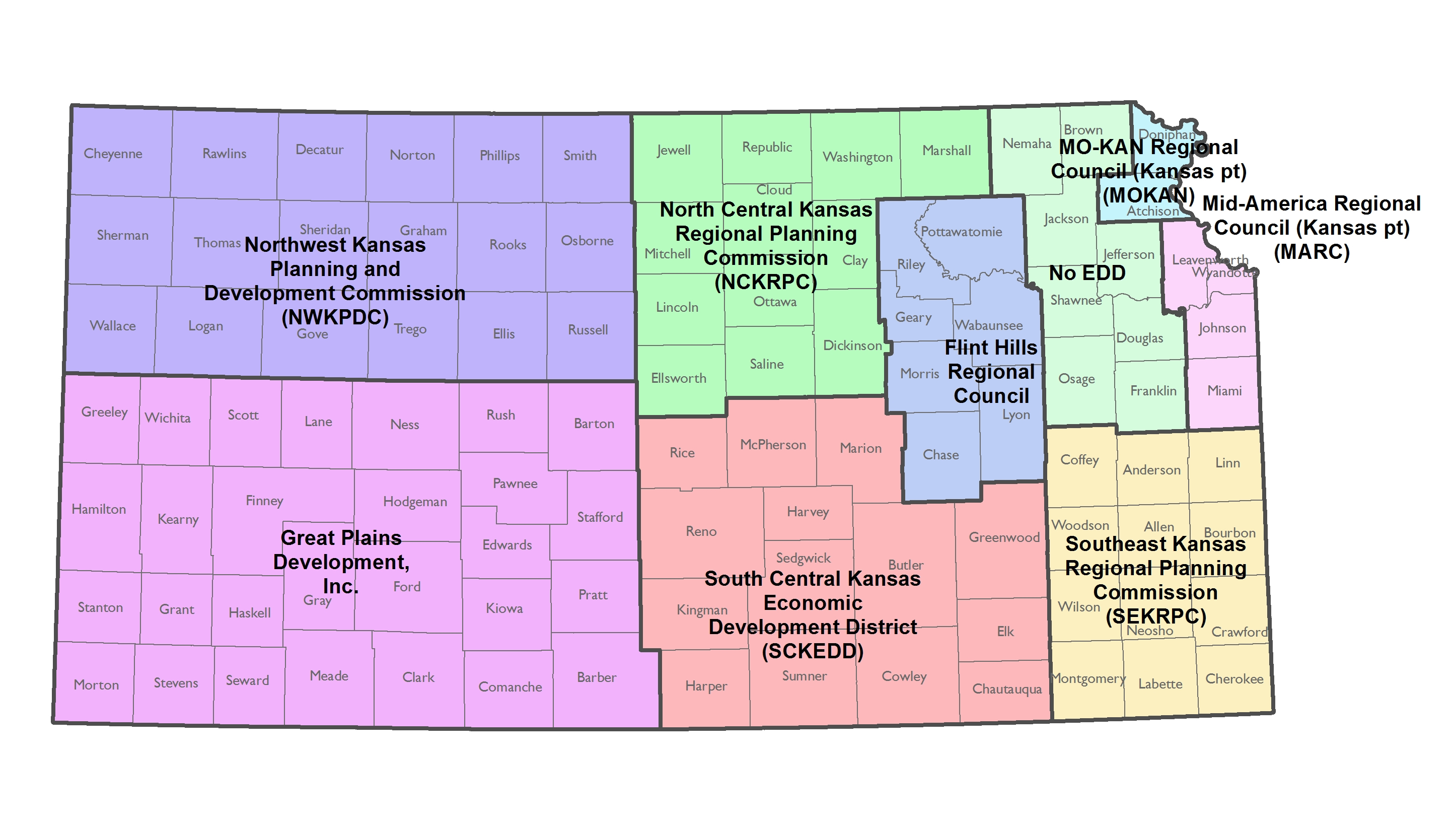 Kansas State Data Center RegionsMap 