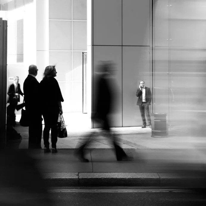 Business people walking downtown