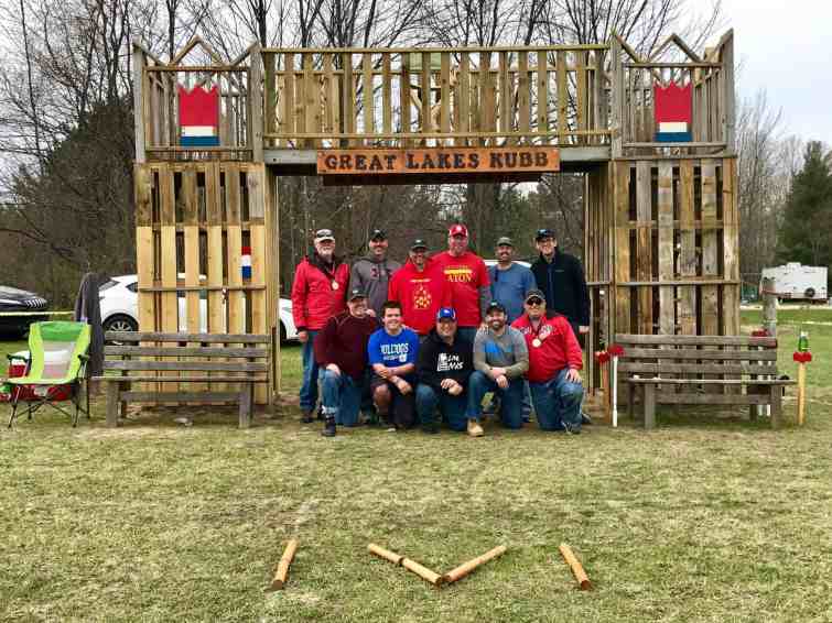 Photo of players at the 2017 Michigan 1v1 Kubb Tournament.