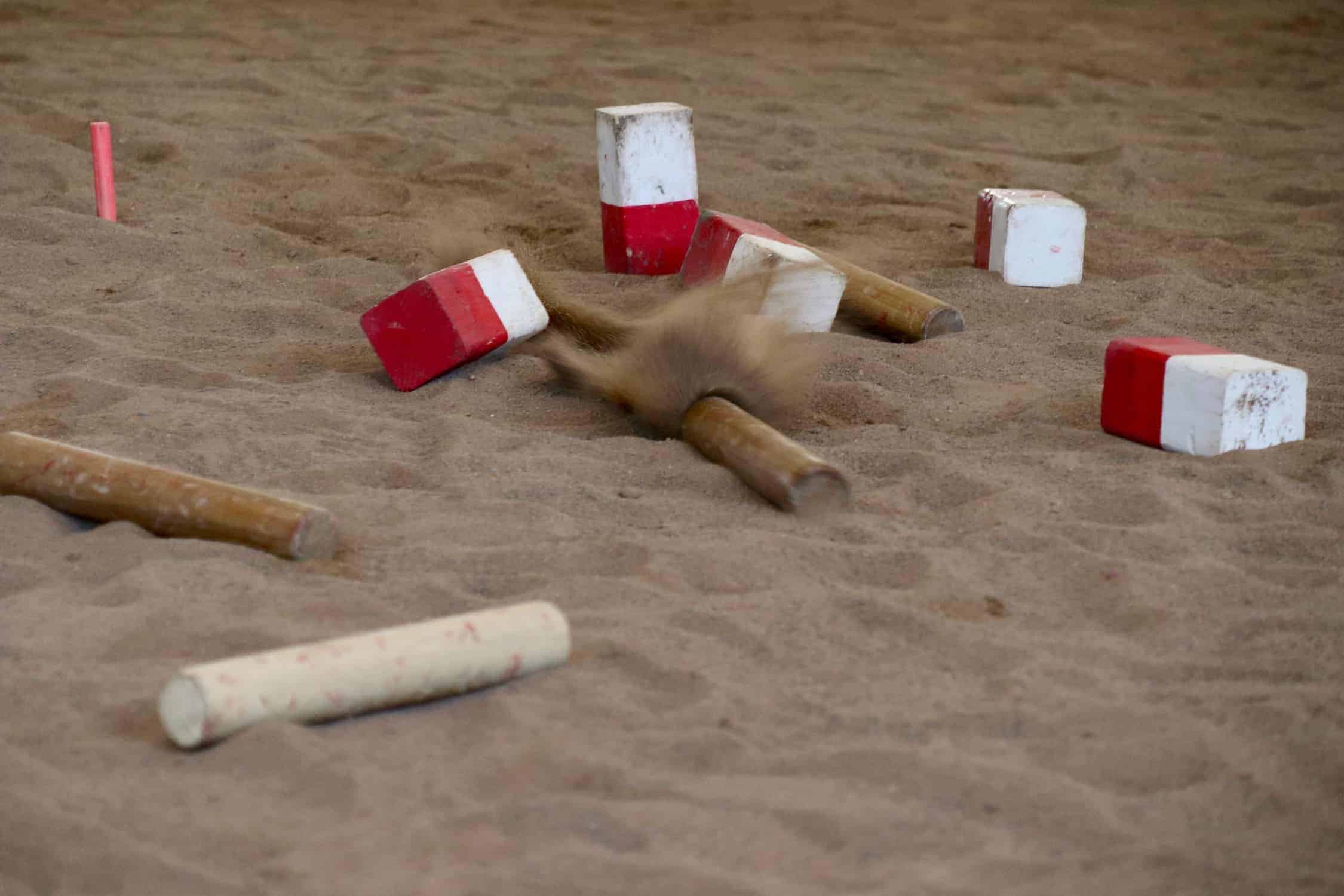 Photo of sand kubb from Cabin Fever Kubb Tournament.