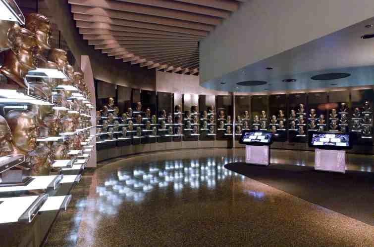 Photo of the interior of the Football Hall of Fame in Canton, Ohio.