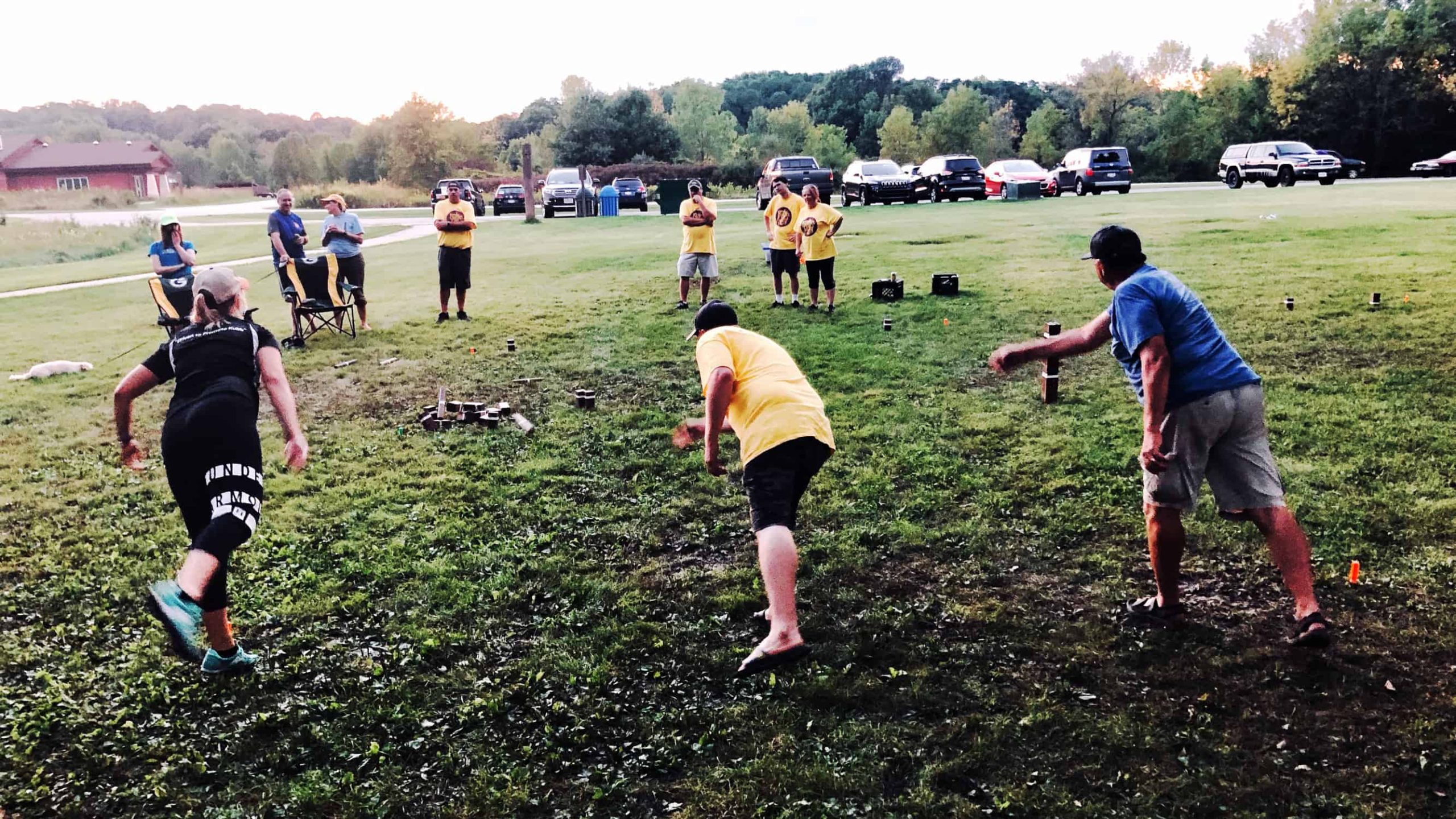Photo of Mega Kubb being played.
