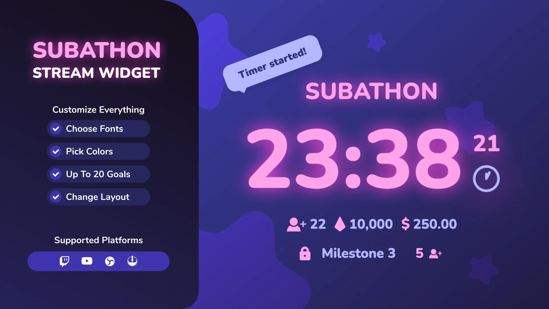 Best Advanced Subathon Widget For Twitch And Youtube With Timer And