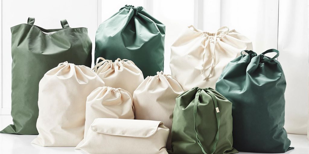Eco-friendly space saver bags in natural colours.