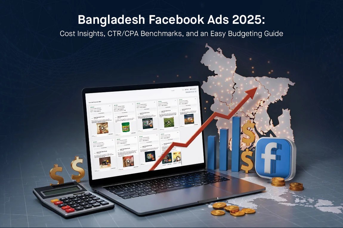 KuiperZ blog on Bangladesh Facebook Ads 2025 benchmarks with HR software insights, featuring Rysenova's digital marketing strategies for CTR/CPA optimization