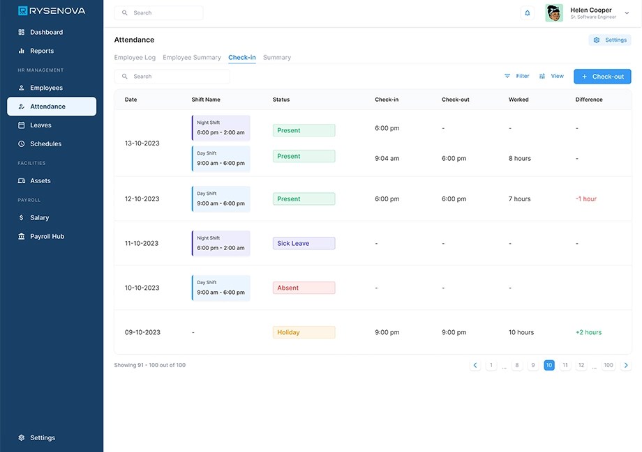 Rysenova HR software in Bangladesh streamlines attendance and leave management with real-time tracking, automated workflows, and payroll integration.