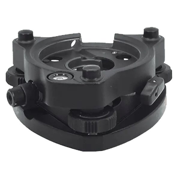 Black tribrach leveling head for surveying.