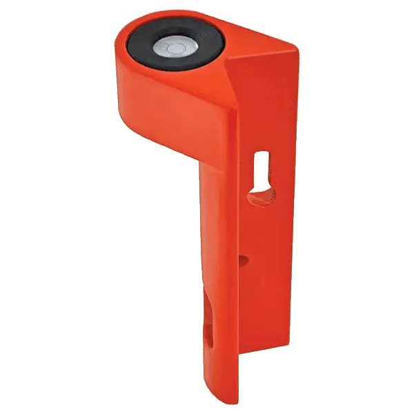 Here's an alt tag for the image: Orange corner level tool.