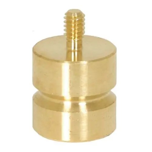 Brass cylindrical component with a threaded top.