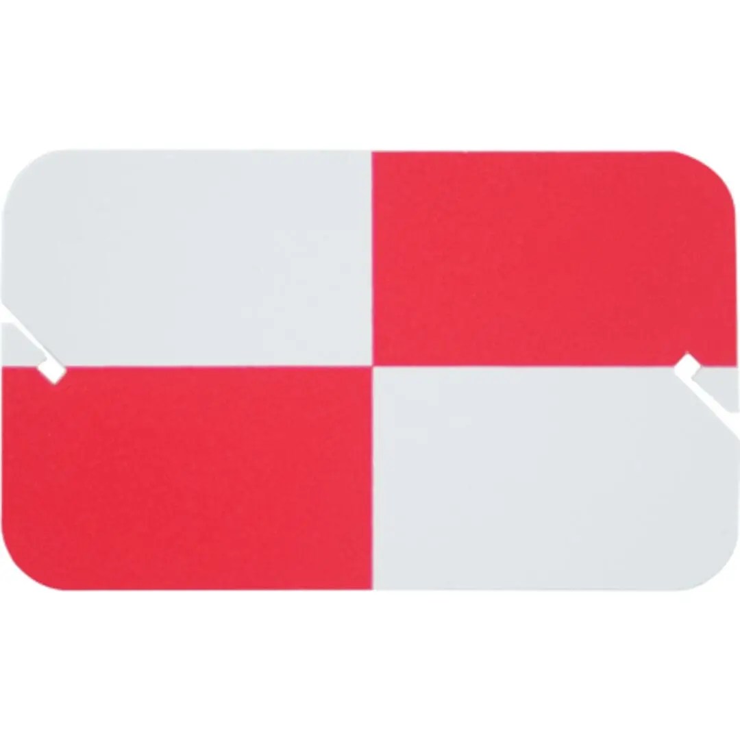 Red and white checkered flag design.