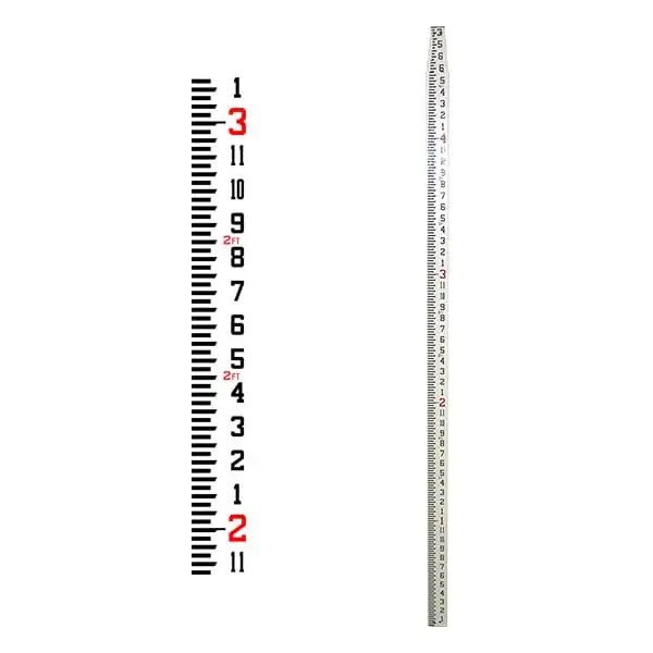 Measuring rod with red and black numbers.
