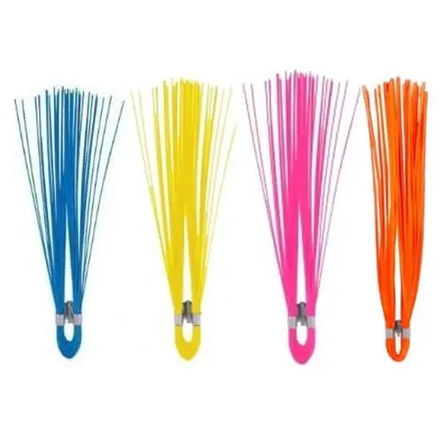 Colorful bike spoke decorations in four colors.