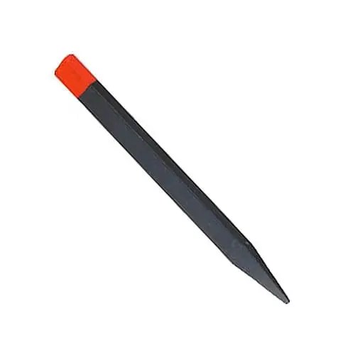 Chisel with red handle on white background.