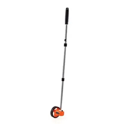 Measuring wheel with extendable handle and grip.