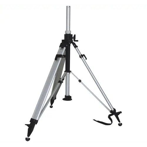 Adjustable aluminum tripod with extendable legs.