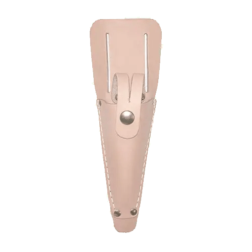 Beige leather tool pouch for electrician.