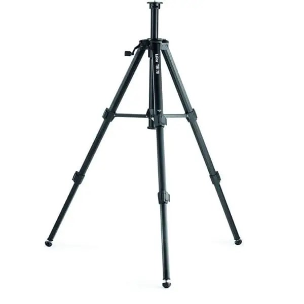 Black tripod with adjustable legs and height.