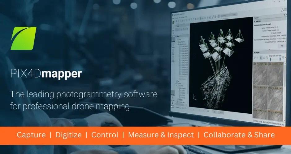 Photogrammetry software interface for drone mapping.