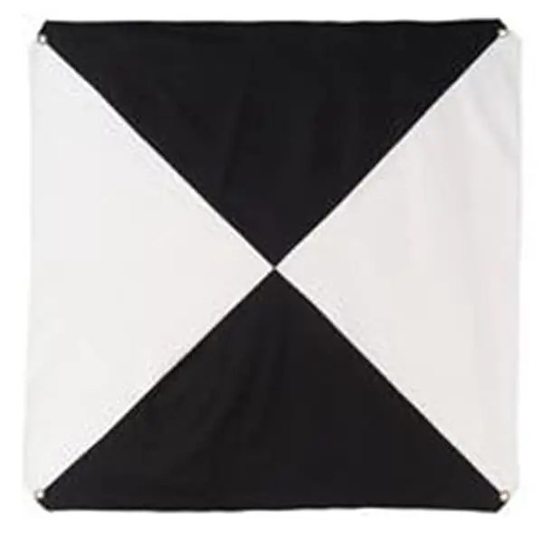 Black and white quartered maritime flag.