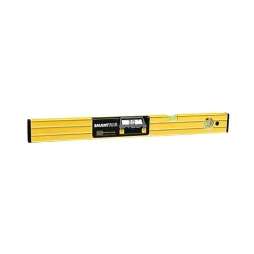 A yellow level on a white background.