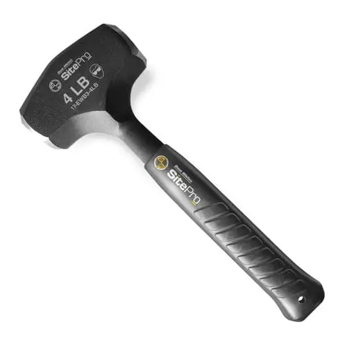 Heavy-duty black sledgehammer with handle.