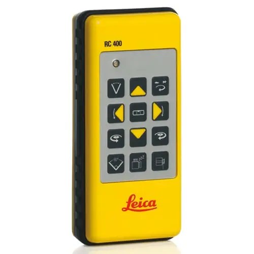 Yellow Leica remote control with buttons.