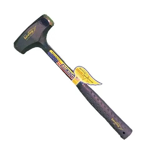Black and yellow sledgehammer with grip handle.