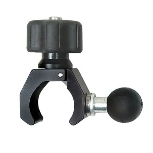 Adjustable clamp with ball joint attachment.