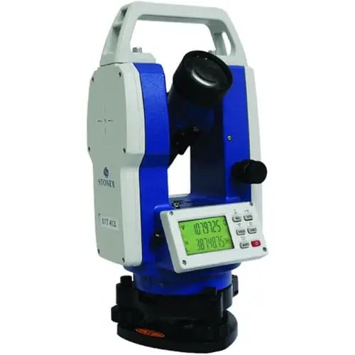 Digital surveying instrument on a tripod.