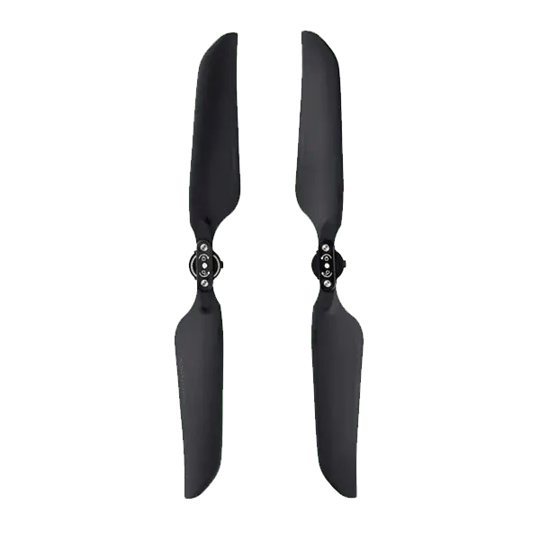 Black drone propellers on a white background.