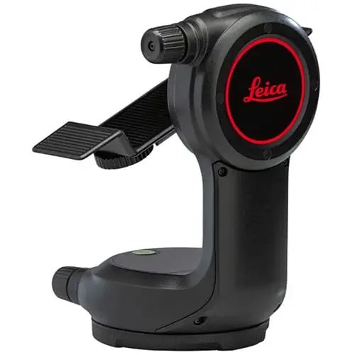 Leica black camera tripod head.