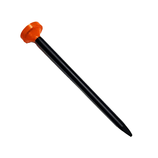Orange-topped black ground stake.