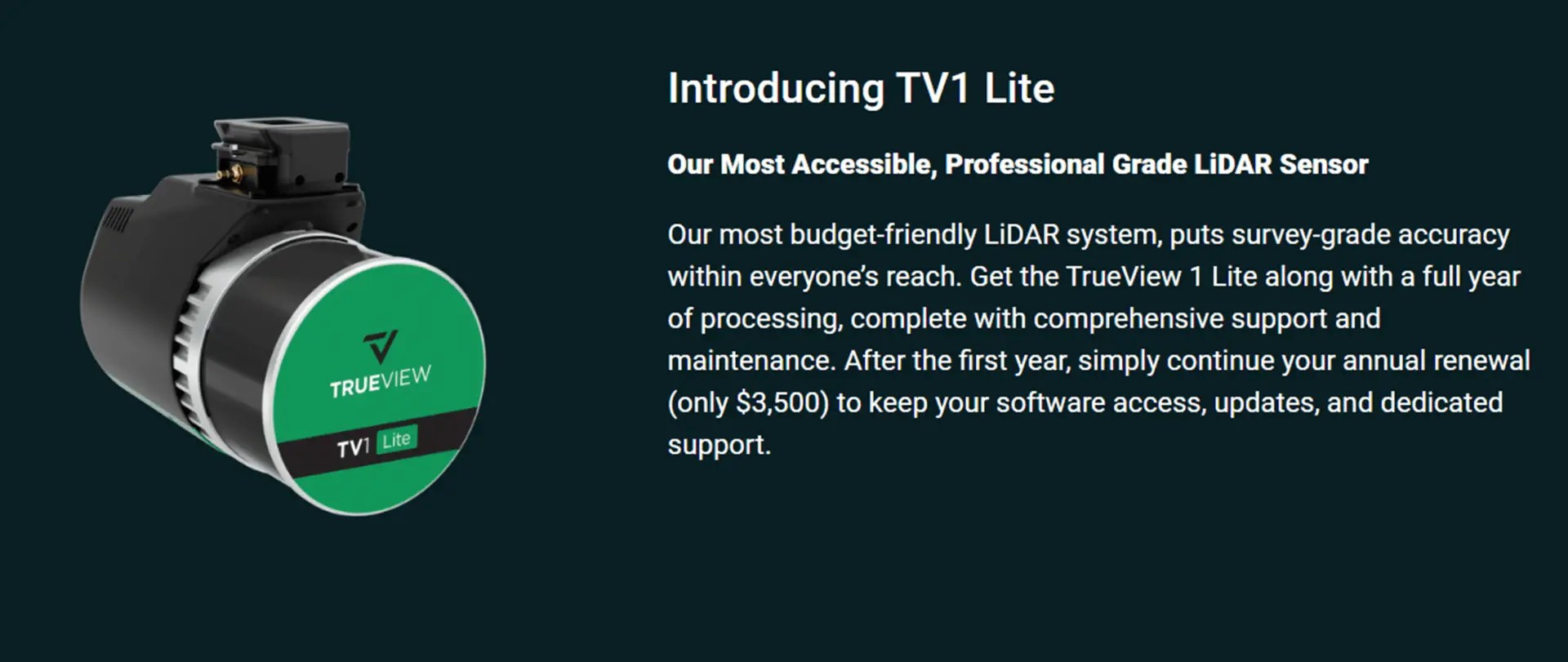 LiDAR sensor introduction: TrueView TV1 Lite.