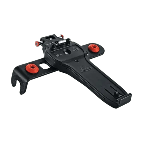 Leica camera mounting bracket with red accents.
