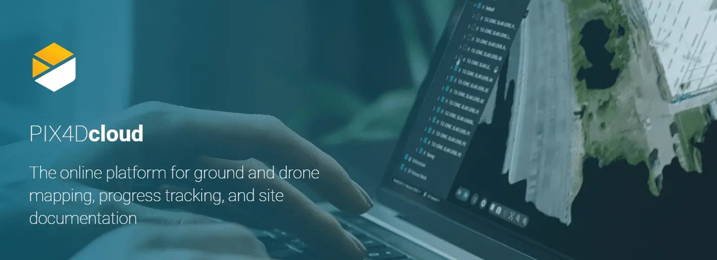 Drone mapping software on laptop screen.