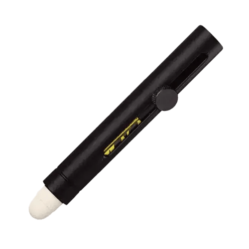 Black lint remover with white tip.