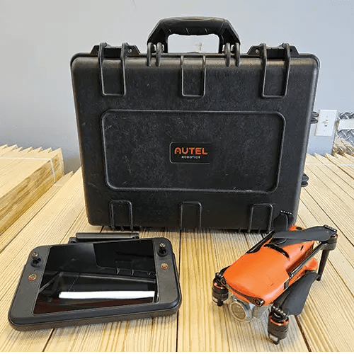 Drone with controller and carrying case.