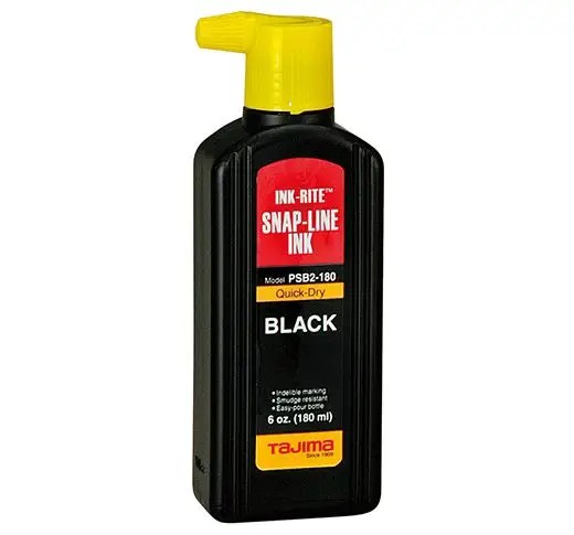Black snap-line ink bottle, yellow nozzle.
