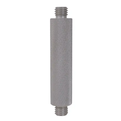 Metal threaded cylindrical tool with textured grip.