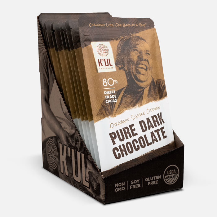 Pure Dark 80% Dark Chocolate Bar 12-Pack | K'UL® Chocolate