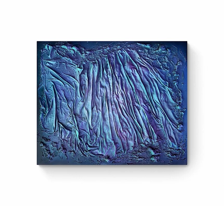 Bo Contrast, Tandava, 2022, aus der Serie Reallusion, Mixed Media auf Leinwand, 120 x 100 x 6 cm. Foto und © Bo Contrast.
